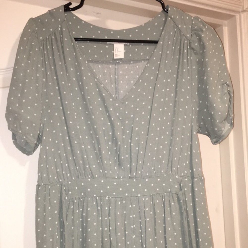 H&M Vintage Mint Polka Dotted Dress